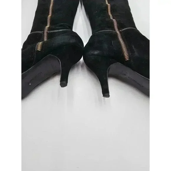 Ellen Tracy Women's Size 9.5 Black Zip Up Suede Heeled Boots - Picture 7 of 12